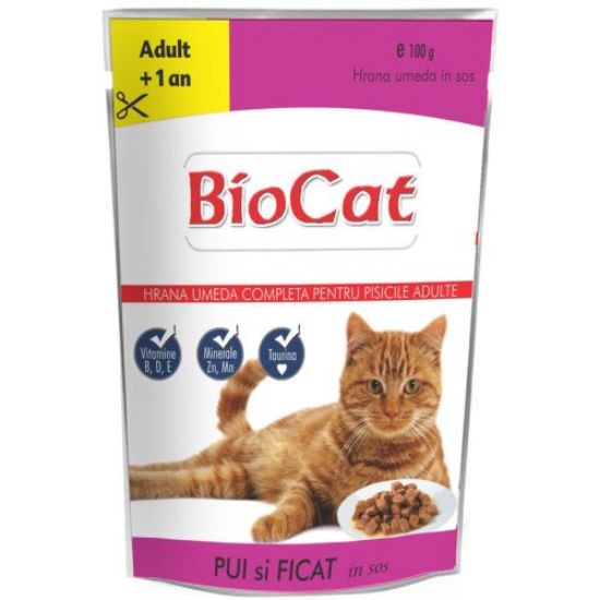 Poza cu Plic Bio cat pisica pui si ficat 100 g