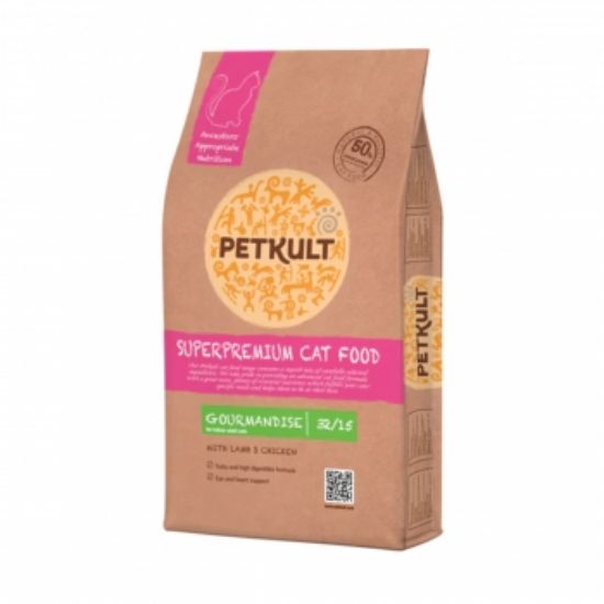 Poza cu PETKULT Superpremium Gourmandise 32/15, Miel şi Pui, hrană uscată pisici, 7kg