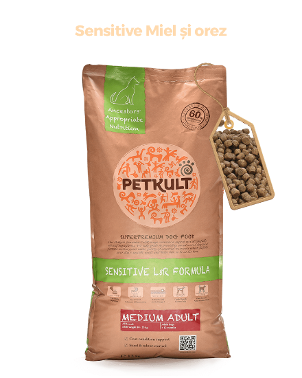 Poza cu Petkult Sensitive Miel și orez  Medium Adult 12 kg